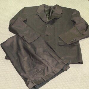 Kilburne & Finch Men's Size 44L 39"x30" Pleated Cuffed Brown Check 2-Piece Suit